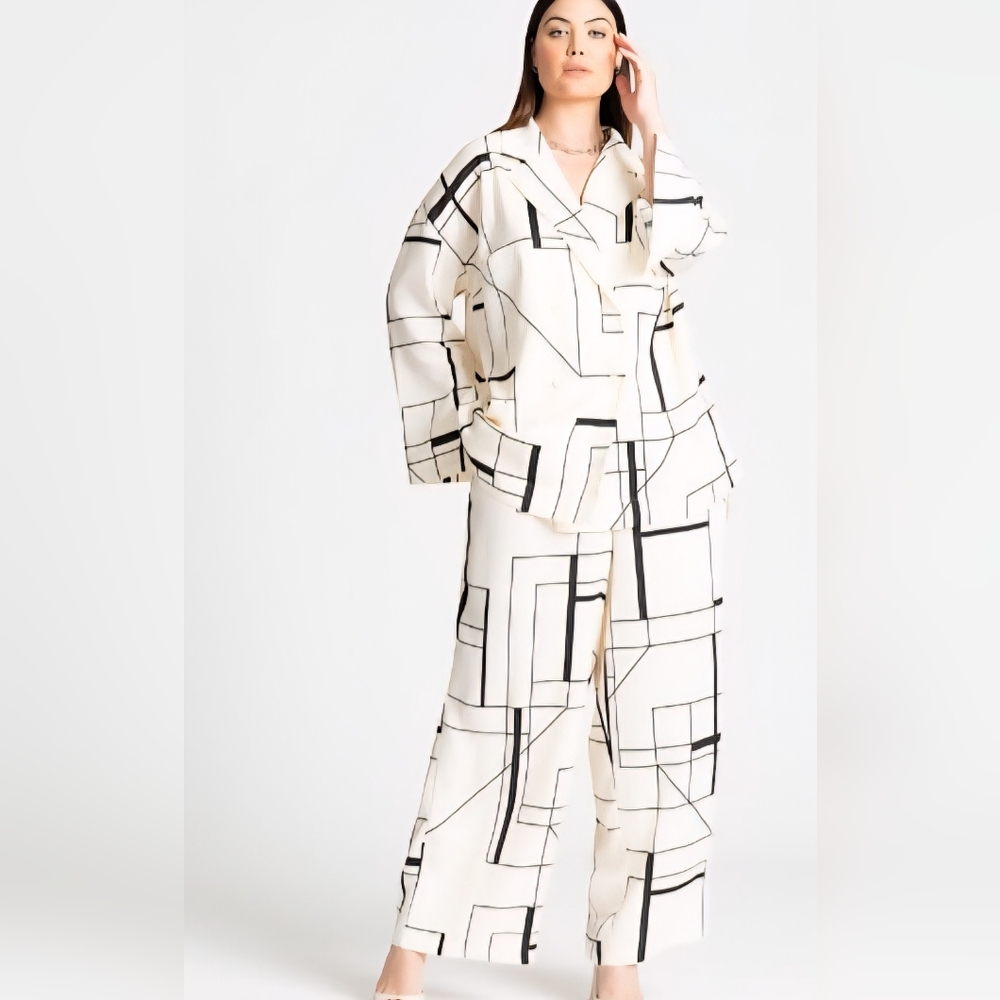 NWT Eloquii Wide Leg Geometric Dress Pants 16